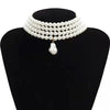 Layered Bead Choker Necklace with Baroque Pearl Look Pendant - Image 6