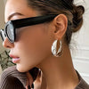 Wide Curved Surface Hoop Earrings Stainless Steel Smooth Round Ear Hoops Vintage European Elegant Jewelry - Image 1