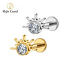 Titanium Starburst Half with CZ Cartilage Earring Piercing 16G Star Helix Tragus Labret Stud Body Jewelry - Image 1