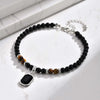 Geometric Black Glass Square Pendant Anklet, Nature Stone Bead Chain Ankle Bracelet for Men, Stainless Steel Foot Jewelry - Image 4