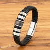 Xqni Leather Bracelet Men Classic Stainless Steel Beaded Leather Braided Rope Bangle For Charm Men Jewelry Birthday Gift - Image 9
