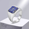Stylish Square Stone Signet Rings for Men, Stainless Steel Metal Finger Ring Party Gift Jewelry - Image 1