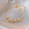Rhinestone Bracelet Ladies Stars Flower Charm Wristlet Bracelets Gold Color Adjustable Bangle Wedding Jewelry - Image 2