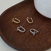 Silver Color Zircon Bend T Letter Hoop Earrings for Women Summer Minimalist Jewelry - Image 1