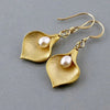 Calla Lily Imitation Pearl Earrings for Women Simple Dangle Earring Charm Female Accessories Party Jewelry Gift - Image 2