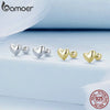 Silver Mini Heart Stud Earrings Platinum Plated Simple Glossy Earrings for Women Sweet Jewelry Gift - Image 2
