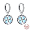 Silver Elegant Sparkling Lucky Clover Hoops Earring For Women Jewelry Simple Colorful Flower Love Gift - Image 48
