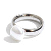 Elegant Shell Pearl Ring Gold Stainless Steel Metal Texture Plated Geometric Charm Jewelry Women Engagement - Image 8