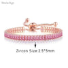 Pink Crystal Tennis Bracelets for Women Female Romantic Shiny Zirconia Adjustable Folding Buckle Chain on Hand Jewelry - Image 8