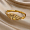 Vintage Geometric Hollow Carved Cuff Bracelet for Women Chic Gold Plated Stainless Steel Wrist Bangle Jewelry - Image 4