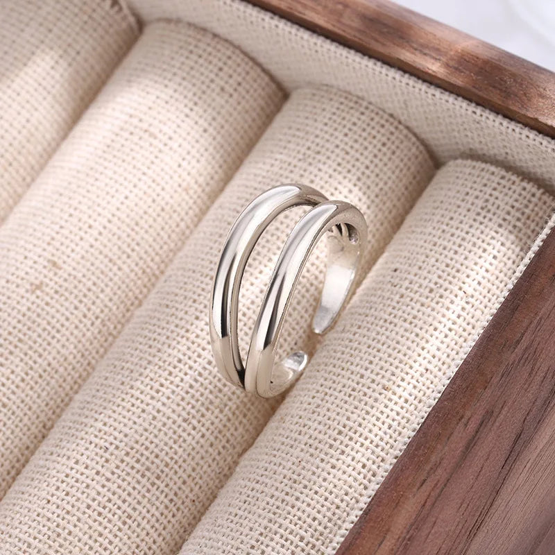 Silver Geometry Simple Adjustable Rings For Women Jewelry Accessories Jewellery Moneys - Image 1