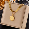 Meyrroyu 316L Stainless Steel Hip Hop PunkVintage Multilayer Coin Pendant Necklace For Women Double Layer Chain Necklace Jewelry - Image 21