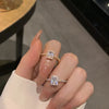 Classic Square Zircon Wedding Engagement Rings for Women Open Adjustable Geometry Shine Rings Charm Jewelry - Image 1