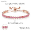 Pink Crystal Tennis Bracelets for Women Female Romantic Shiny Zirconia Adjustable Folding Buckle Chain on Hand Jewelry - Image 11