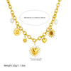 Stainless Steel Golden Summer Sun Heart Drop Necklace For Women Lady Neck Chain Jewelry Gift - Image 2