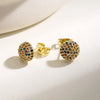 Paved Cubic Zirconia Round Stud Earrings For Women Multicolor Crystal Ear Studs Light Wedding Party Jewelry Gifts - Image 10