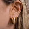 Cubic Zirconia Huggie Hoop Earrings in Gold-Tone Stainless Steel - Image 3