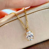 Simple Oval Shape Zirconia Pendant Necklace Lady Engagement Jewelry Versatile Gold Color Accessories for Wedding - Image 2