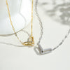 Silver Geometric Paperclip Interlock Pendant Zircon Horoscope Necklace Modern Casual Necklace Women Jewelry - Image 2