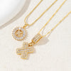 2Pcs Full CZ Zircon Iced Crystal Initial Letter Flower Necklace Women Copper A-Z Alphabet Pendant Couple Jewelry Birthday Gifts - Image 22