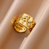 Irregular Geometric Chunky Opening Rings for Women Stainless Steel Gold Color Ring Aesthetic Wedding Jewelry Gift - Image 8