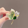 Rhinestone Yellow Maple Brooches Vintage Maple Leaf Green Crystal Pendant Woman's Brooch Pin Accessories Gift - Image 3