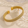 Gold Plated Stainless Steel Mesh Braid Bracelets Bangle for Women Men Simple Open Cuff Bracelet Classic Watchband Wrist Jewelry - Image 7