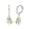 Two Tone Gold Silver Women And Dog Pendant Earrings Stainless Steel Small Hoop Earrings Animal Jewelry - Image 7