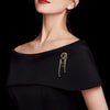 Creative Full Zircon Tassel Girl Wearing Pearl Earrings Brooch for Women Retro Corsage Suit Pin Jewelry Accessories - Image 4
