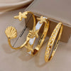 Three Starfish White Shell Bracelets Heart-shaped Star Zirconium Copper Bangles Chic Men Women's Jewelry - Image 6
