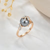 Grey Pearl Women's Rings Rose Gold Color Wedding Zircon Jewelry Gifts - Image 3