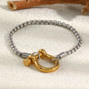 Stainless Steel Double Color Pearl Chain Lock Bracelet Rotary Unlocking Punk Statement Hiphop Unisex Design For Daily - Image 4