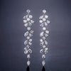 Cubic Zirconia Leaf Long Dangle Earrings for Elegant Women White Leaves Drop Earring Bridal Wedding Jewelry - Image 8