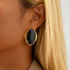 Geometric Oval Stud Earrings with Colorful Center Details - Image 12