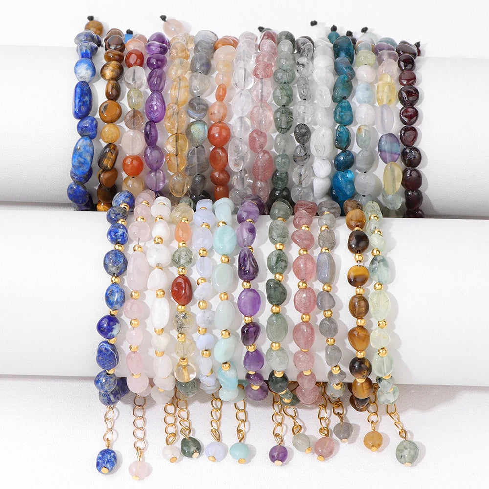 Multicolor Bead Bracelet with Square Spacer Details and Stone-Look Options - Image 1