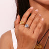 316L Stainless Steel Spiral Signet Chunky Wide Band Ring Gold Plated Vintage Jewelry For Women Gifts - Image 2