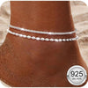 Silver Ankle Bracelets for Women Dainty Layered Ankle Chains Beaded Rope Link Beach Anklets Set - Image 1