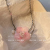Romantic Niche Pink Sweet Flower Collarbone Chain Versatile Temperament Necklace Women's Pearl Fringe Collarbone Chain - Image 4