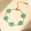 Gold Plated Floral Bracelets, Stainless Steel Charm Bracelet Adjustable Lucky Chain Set Gift - Image 9