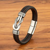 Xqni Stainless Steel Bracelets Weave Black/Brown Leahter Magnetic Buckle Rope Jewelry Accessories Bangles Gifts for Men Friend - Image 9