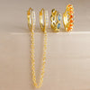 3pcs Colorful Zirconia Chain Earrings Set for Women Two Hole Round Circle Curvy Gold Color Hoop Earring Wedding Jewelry - Image 12