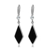 Stamp Silver Needle Black Rhombus Dangler Zircon Drop Earrings For Women Jewelry Girl Gift - Image 6