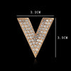 Three Rows Rhinestone V Shape Brooches Women Suit Clothing Accessories Alloy Letter Pin Birthday Gift - Image 5