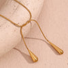 Two Water Drop Snake Chains Necklace Silver Color Stainless Steel Accessories Gold Plated Women's Neck Chain - Image 11