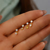 Silver 1pc Flower Shaped Inlaid Zircon Piercing Drop Earrings For Women Gold Jewelry Gift - Image 4