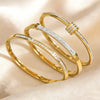 Yupsk 3/1Pcs Classic Stainless Steel Bracelet Set for Women Men Buling Zirconia Bangles Versatile Stacking Accessories - Image 1