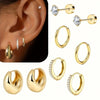 Eight Piece Thick Hoop and Stud Earring Set for Cartilage Styling - Image 1