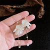 Temperament Eternal Flower White Petals Pearl Long Tassels Dangle Earrings for Women Bride Wedding Charm Jewelry Gifts - Image 1