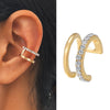 Geometric Double Layer Ear Cuff with Cubic Zirconia No Piercing Needed - Image 8