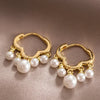2PCS/Set Gold Color Hoop Earrings for Women Korean Design Crystal Pearl Dangle Earring Jewelry De - Image 5